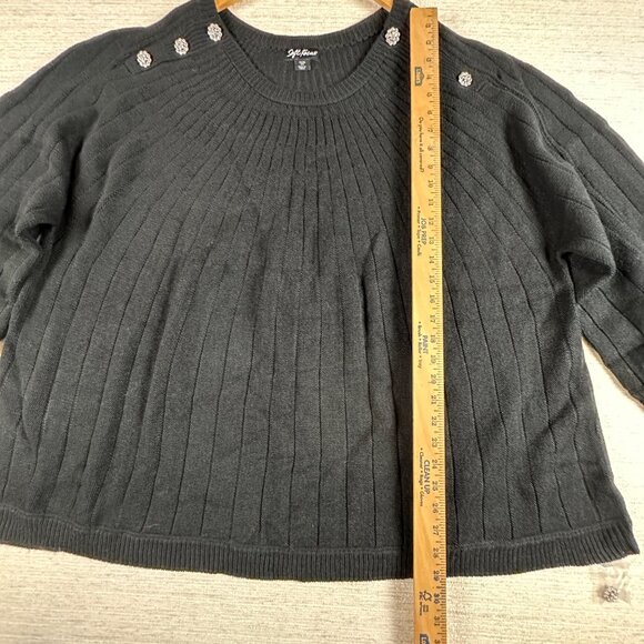 Soft Focus Womens 4X Black Knit Ribbed 3/4 sleeve Sweater Feminine Romantic Soft - Picture 9 of 12